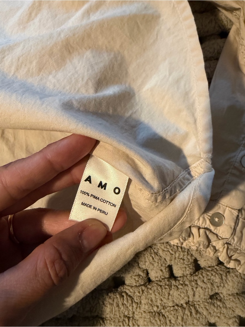 AMO Light Beige Casual Popover Shirt - Picture 6 of 7